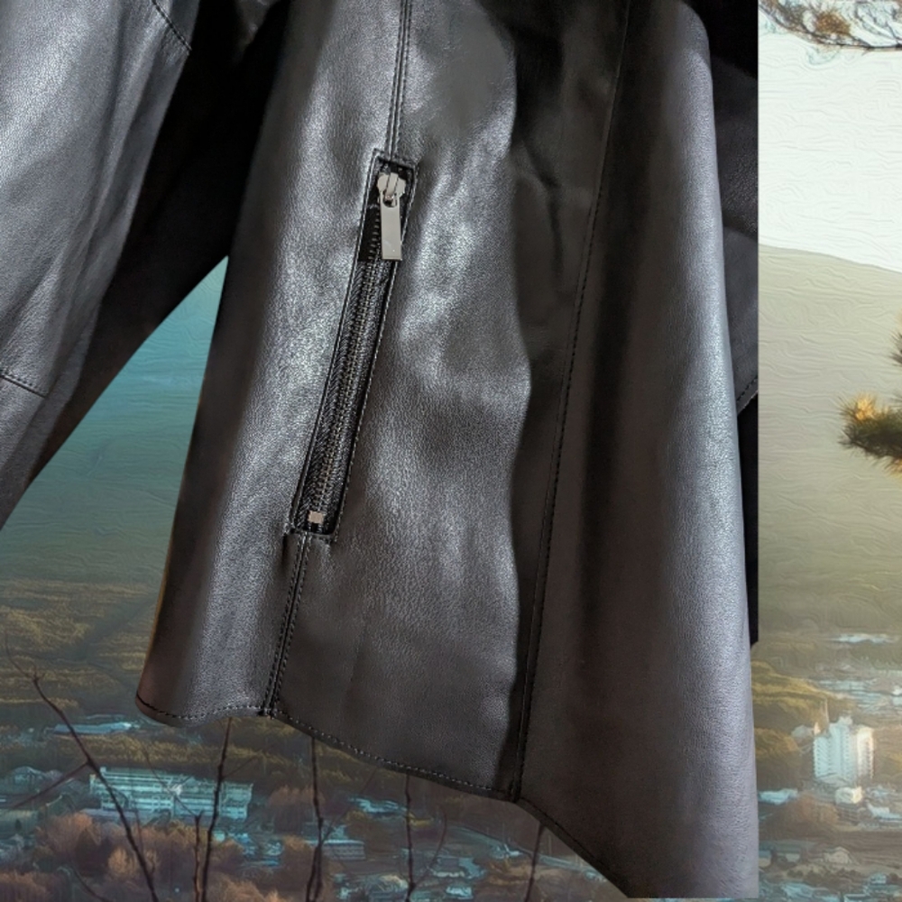 NWT Bagatelle Collection Black Faux Leather Waterfall Jacket (Size 1X) - Picture 4 of 10